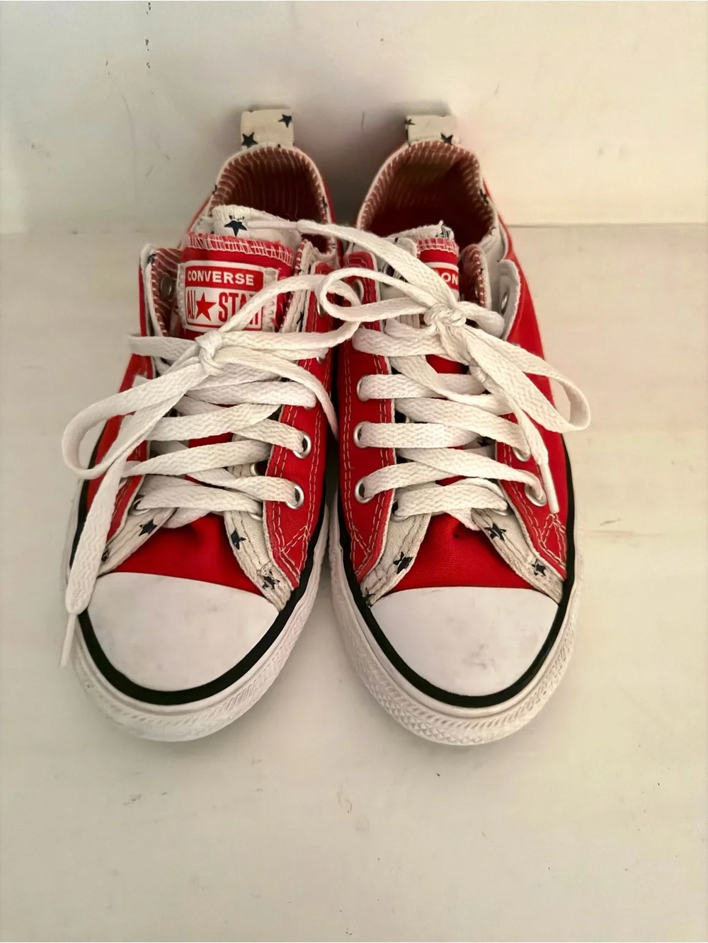 Converse Red Low-Top Kids Sneakers with White Laces